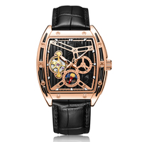 Montres de mode pour hommes : Fournisseurs de montres automatiques mécaniques de luxe pour hommes, bracelet en cuir, tourbillon, rectangulaires, pour l'extérieur