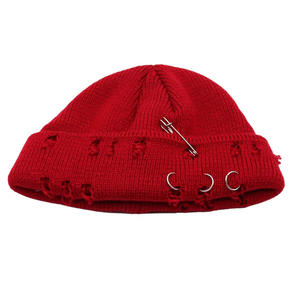 ALLCH con Logo personalizzato immagine moda Streetwear berretto reversibile in maglia acrilica Slouchy rissed cappello con risvolto e spille da balia Unisex - Product Image 2