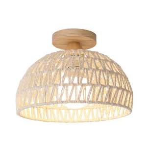 Lámpara de Techo de Mimbre y Ratán, Estilo Nórdico, Iluminación para Entrada, Tono Cálido, 30 cm de Diámetro - Product Image 3