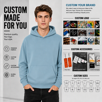 Sweat-shirt à capuche uni pour homme en coton et polyester, molleton French Terry, poche kangourou, logo personnalisé, décontracté, hiver