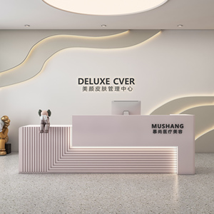 Mostrador de Recepción de Estilo Moderno al por Mayor, Mostrador de Recepción de Belleza con Diseño de Madera, Tamaño Estándar, Frente Blanco, Mesa <span class=keywords><strong>para</strong></span> Vestíbulo - Product Image 1