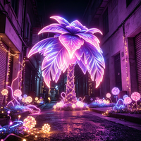 Lanternes d'extérieur en fil d'acier en forme de fleur, aux tons violets colorés, pour les remises de diplômes, Diwali, les sites touristiques et les places de loisirs