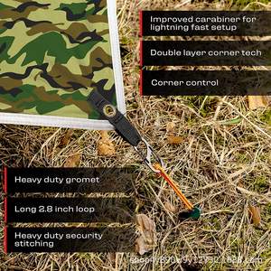 Lona Woqi 365x300 mm, Verde Militar, Nailon Impermeable, Refugio para Acampar al Aire Libre, Forma Cuadrada, para Uso con Hamaca o Tienda de Campaña - Product Image 2