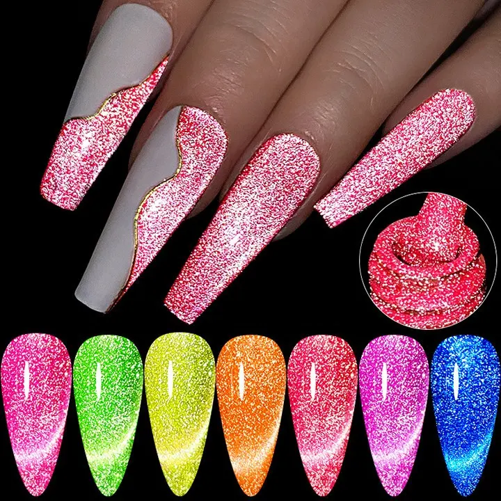 Hanyinails OEM private label diamond Glitter disco reflective nail salon Nail Gel Polish reflective gel nail polish