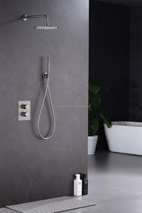 Ensemble de système de <span class=keywords><strong>douche</strong></span> gris pistolet avec tête de pluie ronde de 10 pouces et robinet à main - Product Image 3