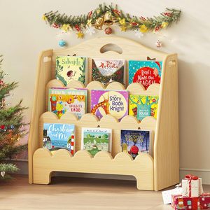 Étagère <span class=keywords><strong>Montessori</strong></span> en bois pour enfants <span class=keywords><strong>présentoir</strong></span> de <span class=keywords><strong>livre</strong></span> à 3 niveaux petit porte-<span class=keywords><strong>livre</strong></span> pour bébé pépinière et salle de jeux - Product Image 1