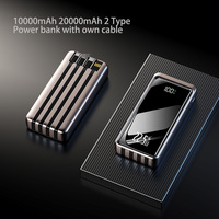 Batterie externe 20000 mAh haute capacité à charge rapide 22,5 W avec 2 câbles, nouvelle surface miroir en plastique, par le fabricant