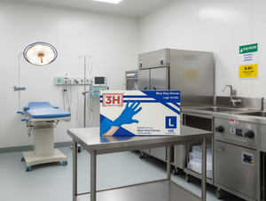 Guanti in Vinile Blu 3H Corporation, Taglia Grande, Senza Polvere, Non Sterili, Monouso, Guanti di Sicurezza - Product Image 2