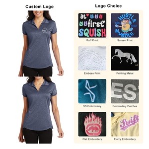 Haute qualité femmes pour chemises de cou en gros col en v été maillot tricoté anti-rétrécissement séchage rapide décontracté Logo brodé - Product Image 3