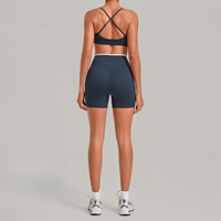 Ensemble de sport pour femme 2026 : Soutien-gorge de sport à col carré color block, short de yoga, tenue d'entraînement sans manches patchwork, ensemble de fitness pour la gym