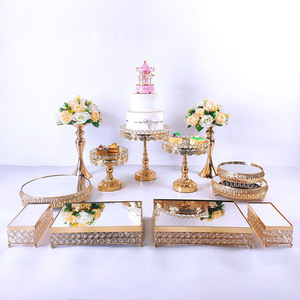 Utensilios para Fiestas de Boda, Herramientas para Pasteles, Bandeja de Exhibición de Metal, Espejo Redondo Dorado, Juego de Soportes para Pasteles y Postres - Product Image 4