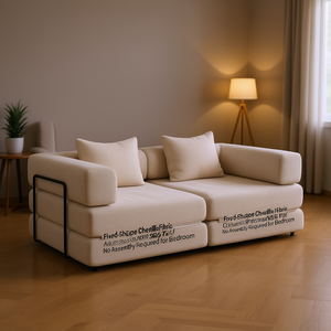 Fixed-Shape Chenille Fabric Sofa Bed, Modern Sectional Design with Pillow Back, Foam Filled, Metal <b>Frame</b>, No Assembly Required, - Product Image 2