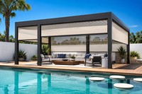 Pergola Intelligente à Toit à Lames Orientables avec Capteur de Pluie, LED, Étanche, en Aluminium Thermolaqué, Écologique, pour Bureau et Extérieur, OEM