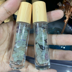 5 flacons en bambou à rouler de 10ML, bouteilles en verre, pierres précieuses, métal, huile essentielle, verre transparent - Product Image 1