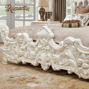 Высококачественная европейская королевская классическая роскошная мебель для спальни из массива дерева с кожаной обивкой в антикварном французском стиле, размер King Size - Product Image 3