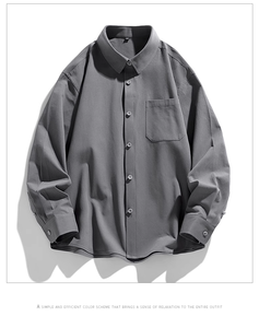 <span class=keywords><strong>Camicia</strong></span> da uomo a maniche lunghe in cotone pesante-<span class=keywords><strong>giacca</strong></span> da uomo Casual Casual a forma primaverile - Product Image 4