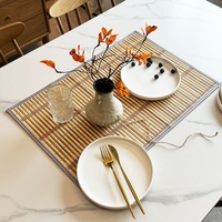 Ensemble de 6 sets de table ovales en bambou naturel, tapis de table tissés à la main avec bordure pour salle à manger, cuisine, maison