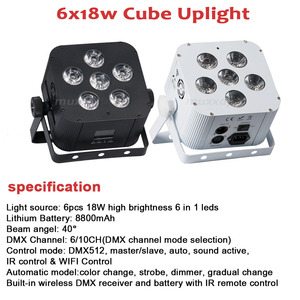 Đám cưới DJ akku lên ánh sáng LED <span class=keywords><strong>Cube</strong></span> mệnh có thể 6x18W rgbwa UV 6in1 pin uplights không dây DMX uplight cho bên Câu lạc bộ tổ chức sự kiện - Product Image 2