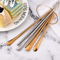 Offre Spéciale 304 acier inoxydable mélange cuillère à remuer créatif Long manche épaissir petite cuillère à miel Dessert café cuillères à glace