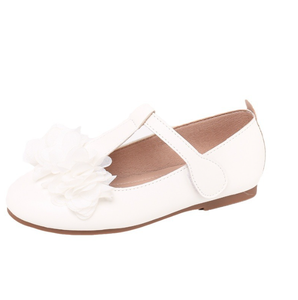 Zapatos de Fiesta para Niñas, Blancos, Estilo Hada, Suela Plana, Lindos Zapatos de Vestir con Lazo y Tira en T - Product Image 1