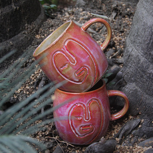 Nordic Abstract Minimalist Style <b>Ceramic</b> Kiln Transformation Hand Carved Coffee <b>Cup</b> - Product Image 4