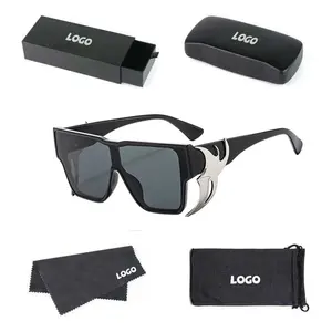Lmamba 89105, gafas cuadradas modernas de gran tamaño, nuevas gafas de sol de moda de metal INS, gafas de sol femeninas Punk Vintage de una pieza, gafas de sol personalizadas