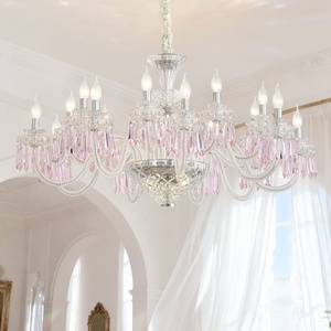 Candelabro de cristal moderno con control remoto Recepción blanca cálida <span class=keywords><strong>para</strong></span> villas de lujo y salones de hotel Base E12 de tamaño medio - Product Image 3