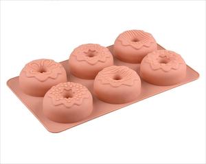 Moldes reutilizables de silicona para rosquilla, herramientas caseras <span class=keywords><strong>con</strong></span> salsa de chocolate, sin BPA, 6 cavidades - Product Image 1