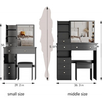 Table de Maquillage Tout-en-un en MDF Style Tendance Direct Usine avec Éclairage et Tabouret pour Studio Photo et Beauté
