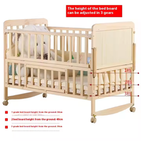Grand Lit en Bois Massif de Pin avec Moustiquaire Meuble Bébé Produit pour Enfant Berceau Nouveau-né