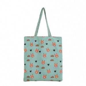 Sacs fourre-tout promotionnels en toile de coton réutilisables, imprimés vert recto-verso par sublimation, avec logo personnalisé - Product Image 1