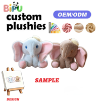 Porte-clés en peluche BIPU, éléphant gris personnalisé, rembourrage en coton PP, pendentif animal en peluche pour sac à dos et sac à main, idéal pour les fêtes (2-4 ans)