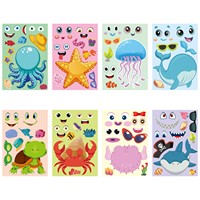 16 Hojas de Pegatinas de Animales Marinos para Niños, para Fiestas, Crea tus Propias Pegatinas de Animales Marinos para Suministros de Fiestas Temáticas del Mar