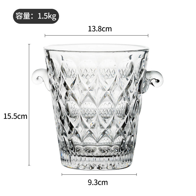 Seau à glace en verre à pois-pince à glace gratuite