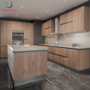 Meubles de <span class=keywords><strong>cuisine</strong></span> complets sur mesure de petite taille, design moderne minimaliste européen, armoires en mélamine en forme de U avec évier - Product Image 5