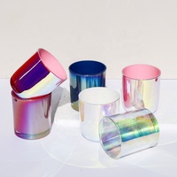 Cylindre en verre irisé personnalisable de 10 oz et 12 oz, avec couvercle gaufré matelassé, fait main, durable, écologique, pour décoration intérieure