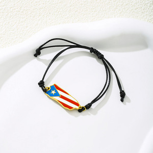 Couleur argent vente chaude goutte en acier inoxydable Puerto Rich pendentif pays drapeau Bracelet en gros à la mode drapeau Bracelet - Product Image 2