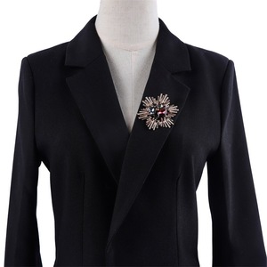 Flower Brooch Alloy Gold Plated Colourful Rhinestone Drilled Design Women Engagement Party Wedding Gift - Product Image 4