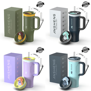 Nuovo stampo design 40oz doppia parete in acciaio inox a prova di perdite tazza bicchiere con cannuccia magnetica - Product Image 5