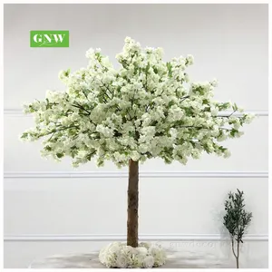 Ygnw — arbre avec fleurs de cerisier artificielles, plantes en soie, pour décoration de table, avec feuilles blanches, vente en gros