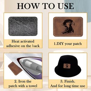 Patchs de chapeau en similicuir personnalisés en gros avec étiquette tissée de logo patchs en cuir pour chapeaux de camionneur tissu vêtements adhésif <span class=keywords><strong>réparation</strong></span> - Product Image 2