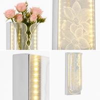 Applique Murale Moderne en Acrylique en Forme de Vase à Fleurs d'Orchidée, Lampe LED à CRI 90 Élevé, Gradation Trois Couleurs pour Chambre et Hôtel, Décoration Intérieure