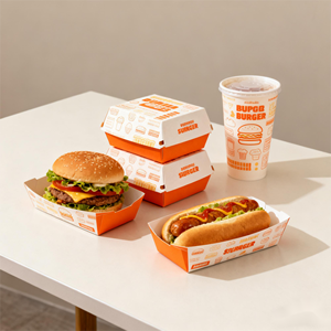 Boîte d'emballage alimentaire personnalisée en papier kraft gaufré pour frites, sac à emporter de qualité alimentaire pour burgers et nuggets de poulet - Product Image 4