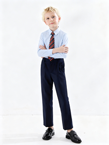 Chemise/<span class=keywords><strong>Blouse</strong></span> en <span class=keywords><strong>coton</strong></span> bleu de haute qualité pour garçons, personnalisable en gros, à manches longues, uniforme scolaire pour spectacle - Product Image 4