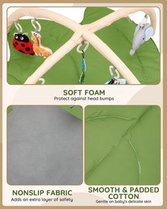 <span class=keywords><strong>Tapis</strong></span> de jeu pour bébé en forme de feuille avec 8 jouets suspendus <span class=keywords><strong>Tapis</strong></span> pour bébé de 0 à 18 mois <span class=keywords><strong>Tapis</strong></span> de jeu pour bébé pour jouer au <span class=keywords><strong>sol</strong></span> Jouets Tummy Time - Product Image 6