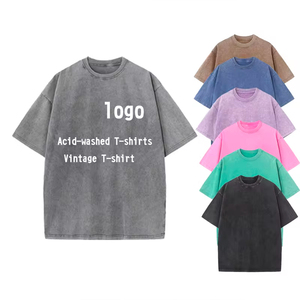 Camiseta de Manga Corta Vintage 100% Algodón 230gsm con Logotipo Personalizado Estampado, Camiseta Oversize para Hombre con Lavado Ácido, Venta al Por Mayor del Fabricante - Product Image 1
