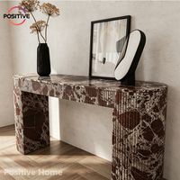 Table console moderne en marbre naturel, table sculpturale pour entrée, table d'entrée de luxe, table contemporaine pour couloir