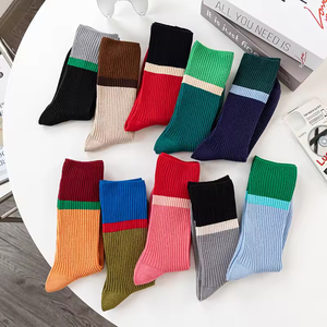 Wholesale Letter Medium Tube Boys Girls <b>Socks</b> Fall Versatile Korean Patchwork Long Crew Cotton - Product Image 2