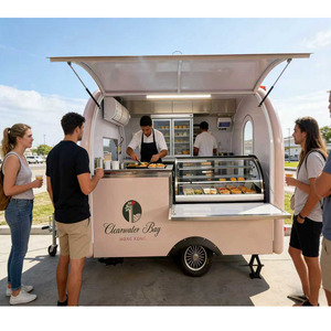 Chariot alimentaire rond portable à <span class=keywords><strong>vendre</strong></span> avec alimentation électrique et auvent pliable <span class=keywords><strong>pour</strong></span> la restauration en plein air - Product Image 1