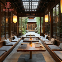 Ensemble de meubles de restaurant, table et chaises modulaires en forme de L, banquette moderne vert émeraude et table ronde en bois pour café et salon de thé